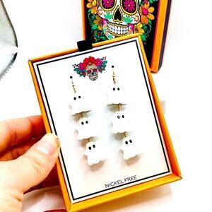 Handmade Boutique Clay White Ghost Earrings